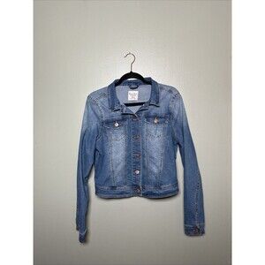 Love Tree Women's Long Sleeve Cropped Denim Jacket Casual Button‎ Up Size Medium
